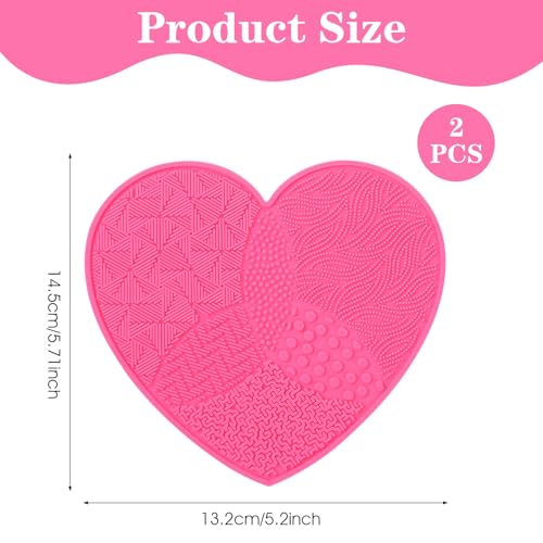 Elegaperma 2Pcs Silicone Makeup Brush Cleaning Mat Heart Shaped