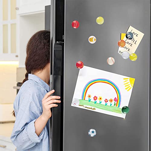 Strong Glass Refrigerator Magnets - 12 Pack Colorful Sports Designs