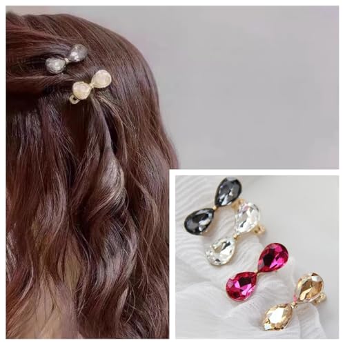 Crystal Rhinestone Bow Hair Clips Metal Sparkly Bangs Clips 4 Pack