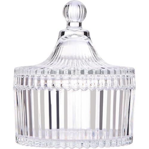 Yurt-Clear Embossed Glass Jar with Lid, Decorative Storage Container