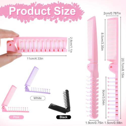 ZEYIYER 3Pcs Mini Folding Hair Combs - Double-Head Pocket Combs