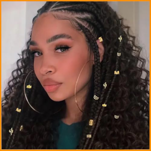 60 PCS Gold Hair Jewelry for Braids and Dreadlocks Cuffs