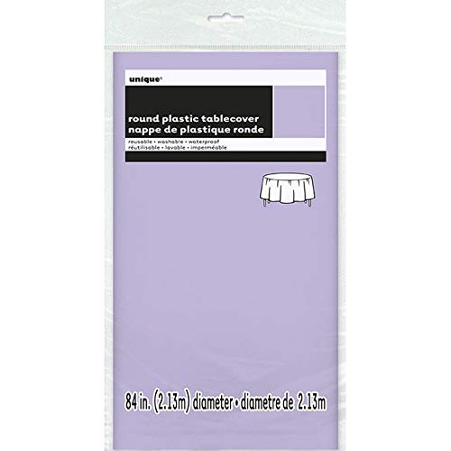 Lavender Round Plastic Table Cover 84 Inch Waterproof Tablecloth