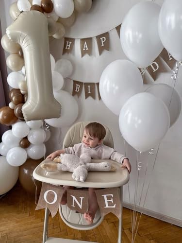 40-Inch Cream Number 1 Balloon for 1st Birthday Decorations