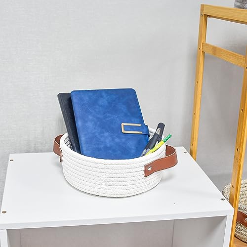 ABenkle Mini Cotton Rope Storage Basket - White Decorative Organizer