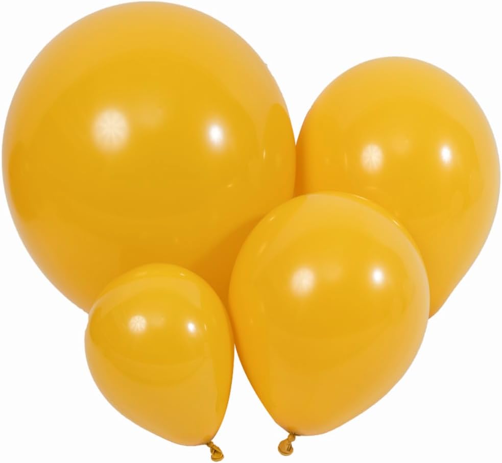 Skiennix Latex Balloons - 100-Pack Party Balloon Garland Kit | Assorted Sizes 5-18 Inches in Mustard
