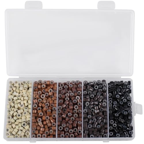 1000 Pcs Silicone Lined Micro Links Beads 5mm Hair Extension Rings
