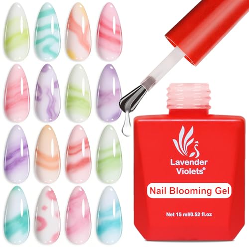 Lavender Violets Blooming Gel 15ml Clear UV LED Nail Polish for Marble Watercolor Art