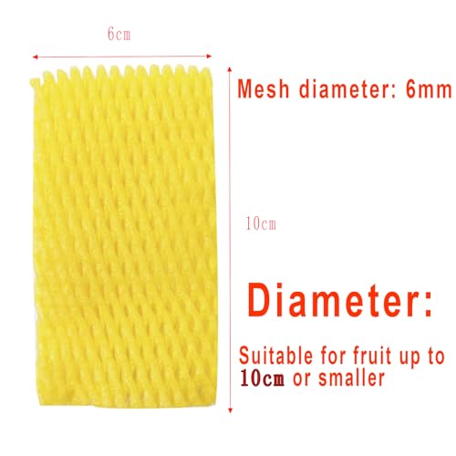 50 Fruit Protection Mesh Bags - Foam Sleeves, Yellow 10x6cm