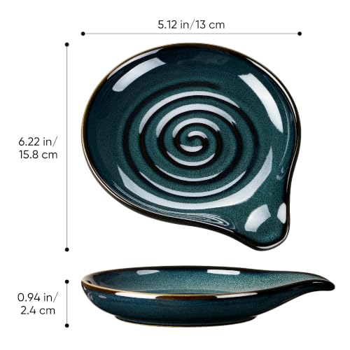 E-far Blue Ceramic Spoon Rest for Stove Top - Heat-Resistant, Drip-C catching Design