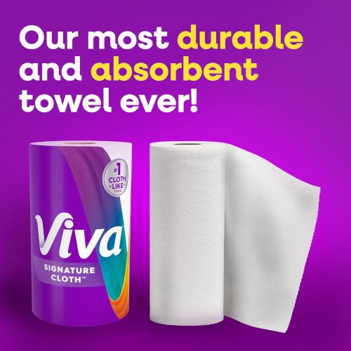 Viva Signature Cloth Paper Towels Pack of 8 Rolls (141 Sheets Each) - Soft & Durable Household Towels
