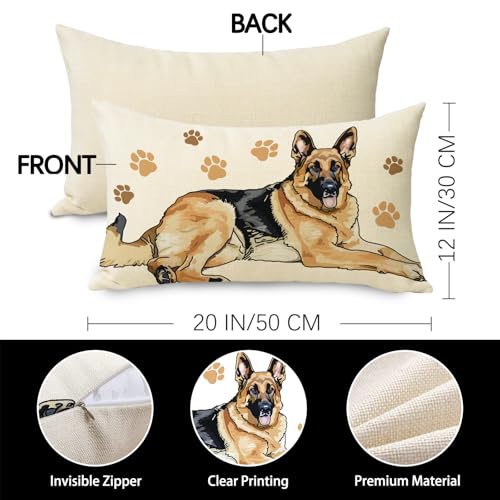 German Shepherd Lumbar Throw Pillow Cover, 12 x 20 Cotton Linen Cushion Case