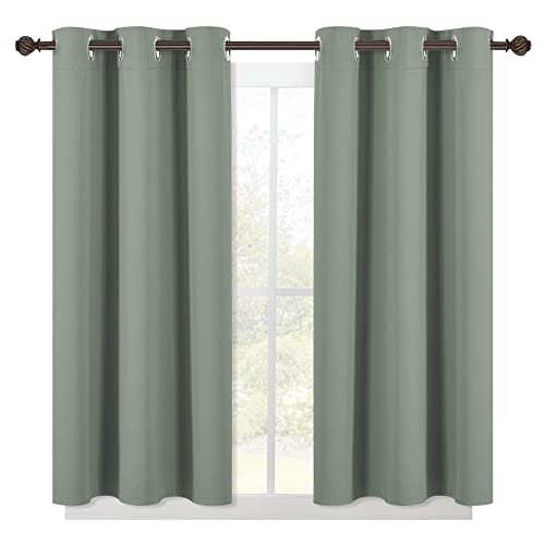 NICETOWN Sage Green Blackout Curtains 2 Panels 42x45 Inches Room Darkening Insulated Drapes for Bedroom & Window