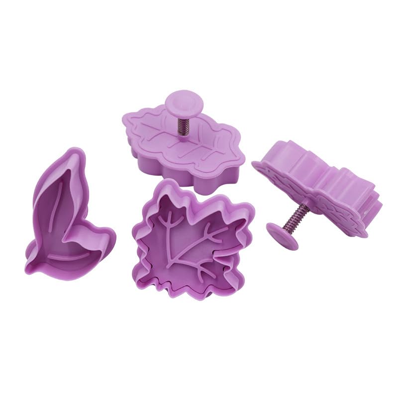 4Pcs Maple Leaf Cookie Cutter Set with Plunger - Baking & DIY Crafts