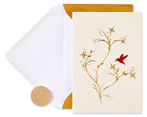 Papyrus Blank Greeting Card - Red Hummingbird Foil Design