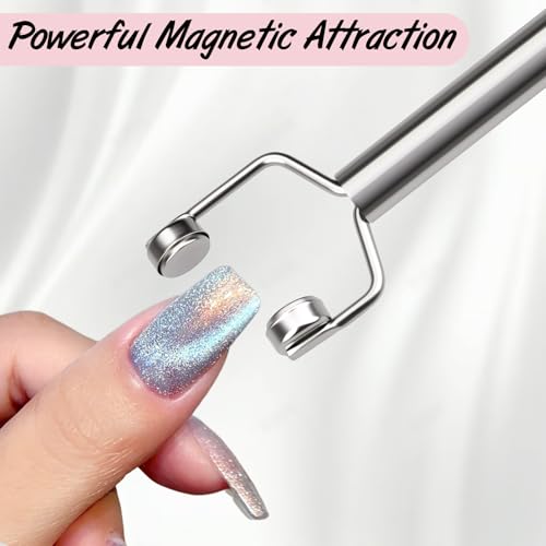 Dexspoeny 3 in 1 Cat Eye Nail Magnet Y-Shaped Wand for Gel Polish