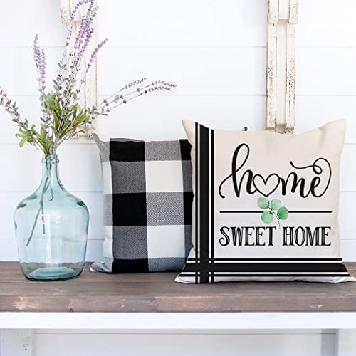 PANDICORN 20x20 Buffalo Plaid Eucalyptus Pillow Covers Set of 4