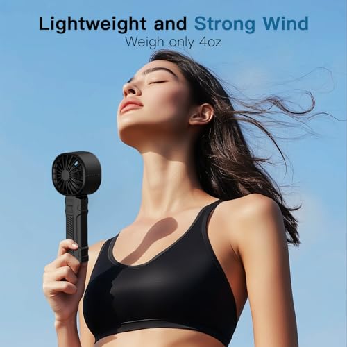WXX Portable Handheld Turbo Fan Black - Mini Personal Fan with Digital Display