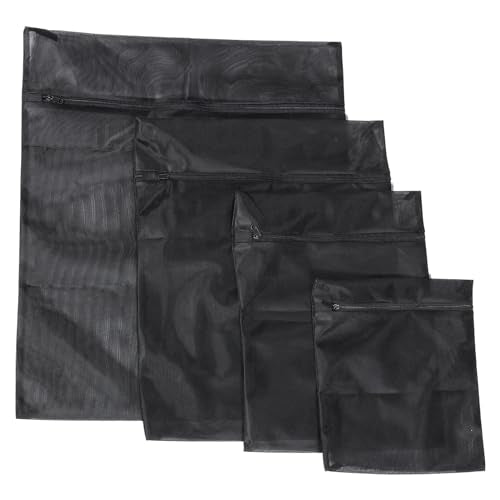 IMIKEYA Black Mesh Laundry Bags - 4pcs Heavy Duty Zipper Wash Bags