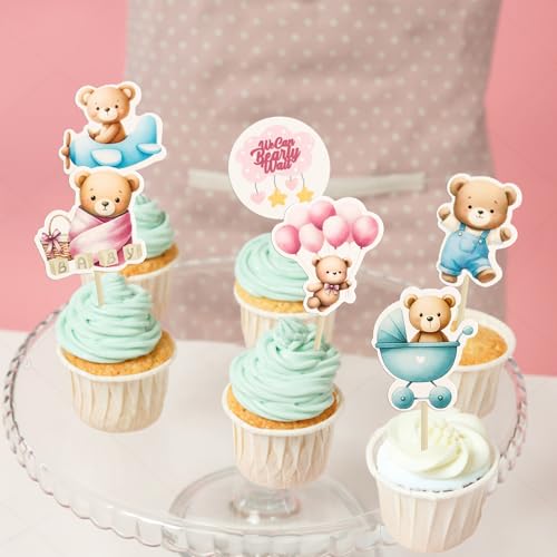 Ephlyn 36Pcs Baby Bear Cupcake Toppers for Baby Shower & Birthday