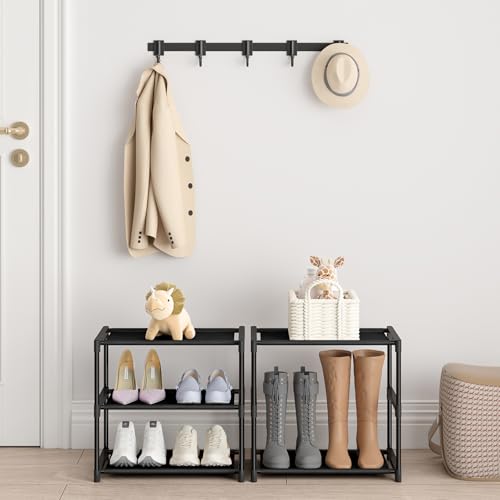 Autonomier 3-Tier Narrow Shoe Rack, Stackable Small Closet Organizer