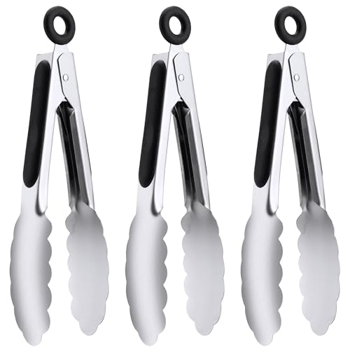 DAILY KISN 7-Inch Stainless Steel Kitchen Tongs Set - 3PCS Small Serving Set