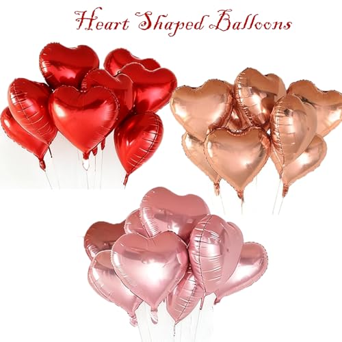 24-Pack 18-Inch Heart Foil Balloons for Valentine's Day Decor