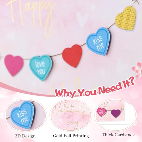 FLYAB 3D Hearts Valentine's Day Card with Envelope - Romantic Gift