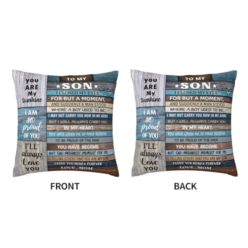 To My Son Throw Pillow Cover - 18x18 Inches - S O N Gift