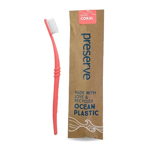 Preserve POPI Recycled Ocean Plastic Adult Toothbrush - Soft Coral