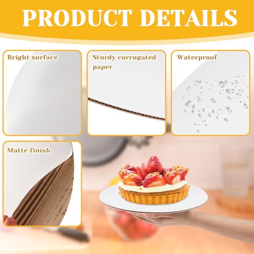 8-Inch Round Cake Boards - 20 Pack Disposable White Cardboard
