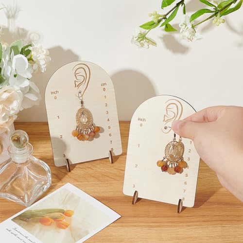 Earring Display Stand - 2 Pcs Floral White Wood Organizer with Measurement