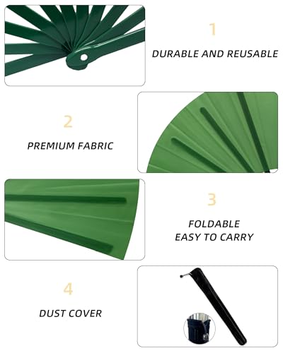 Premium 13'' Green Popping Hand Fan for Dancing & Events