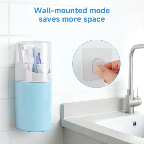 Wall-Mounted Toothbrush Organizer with Cover - 4 Slots
