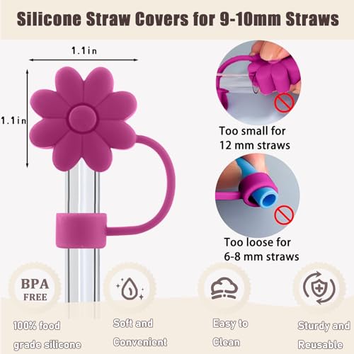 Silicone Straw Covers for Stanley 30/40 Oz - 6 Colorful Toppers