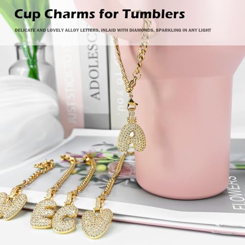 Bubble Letter Cup Charm for Stanley Tumbler Bling Initial Keychain
