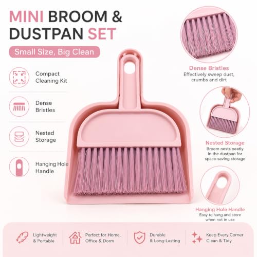 Kryoflare Mini Broom and Dustpan Set for Home, Car, and Travel