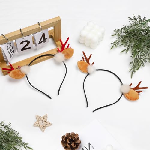 Etercycle Christmas Reindeer Antlers Headband, Cute Brown Elk Hair Accessory