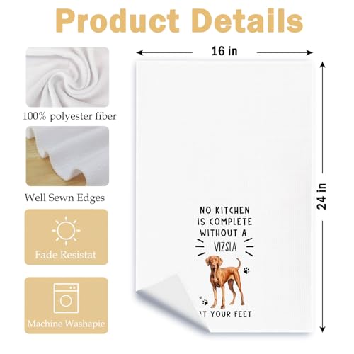 Vizsla Hand Towels - Funny Dog Lover Kitchen & Bathroom Decor - Casual Variation, 16x24 Inches