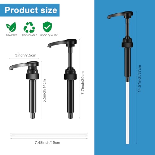 6 Pcs Black Syrup Pumps for 750ml Bottles - Coffee Bar Dispenser Set