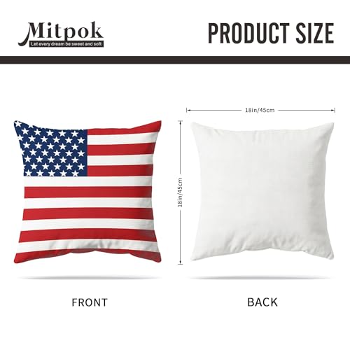 Mitpok 4th of July Patriotic Pillow Covers Set of 4 18x18 Inches Outdoor Home Decor