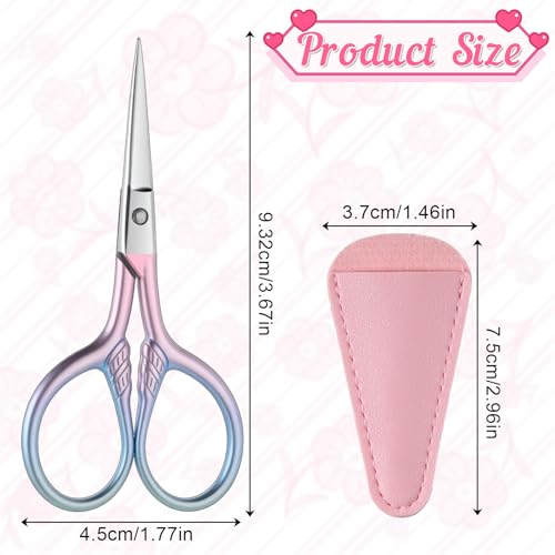 Eldraqth 2pcs Stainless Steel Eyebrow & Facial Hair Grooming Scissors with PU Leather Case