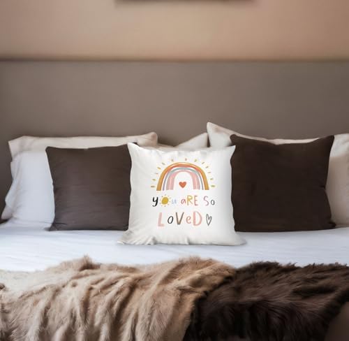 Boho Rainbow Decorative Throw Pillow Cover - 18"x18" Cushion for Kids Room