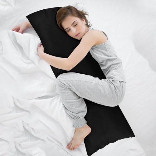 Personalized Body Pillow Cover 20x54 with Your Text & Photo - Pureblack