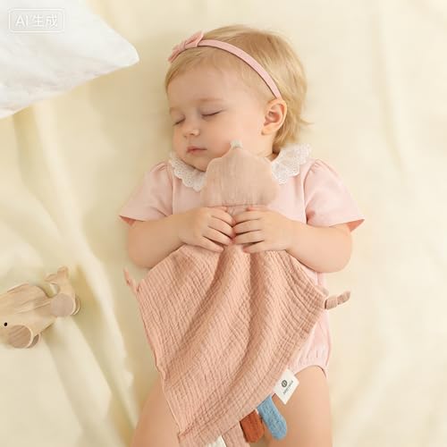 Muslin Baby Lovey Security Blanket - Soft Khaki & Beige Clouds
