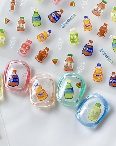Lulir 3D Embossed Nail Stickers Cartoon Bubble Relief Art Decals
