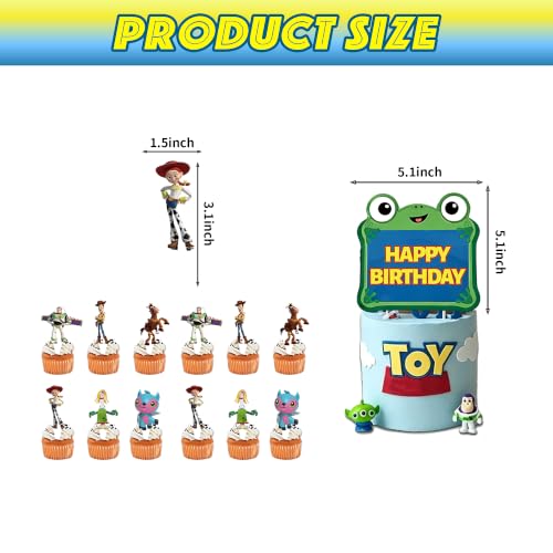 Movie Character Birthday Cake Topper Set - 13-Piece Cartoon Party Decor