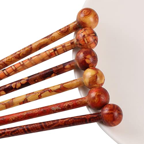 Baoblaze 6-Piece Wooden Hair Sticks Japanese Hair Chopsticks 13cm