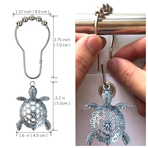 Sea Turtle Shower Curtain Hooks - 24-Piece Stainless Steel Set