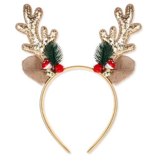 Christmas Deer Antlers Headband Glitter Animal Ears Xmas Hair Band
